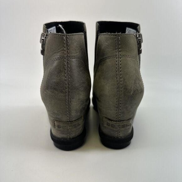 Sorel Joan of Arctic Wedge II Leather Gray Zip Waterproof NL3364-052 Womens 9.5 - Picture 4 of 13